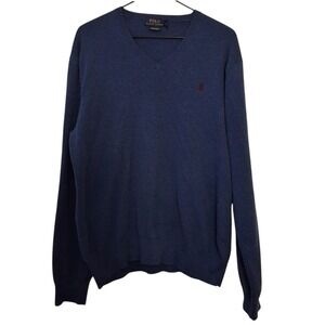 Ralph Lauren Polo V-Neck Pullover Preppy Classic Pima Cotton‎ Logo Sweater